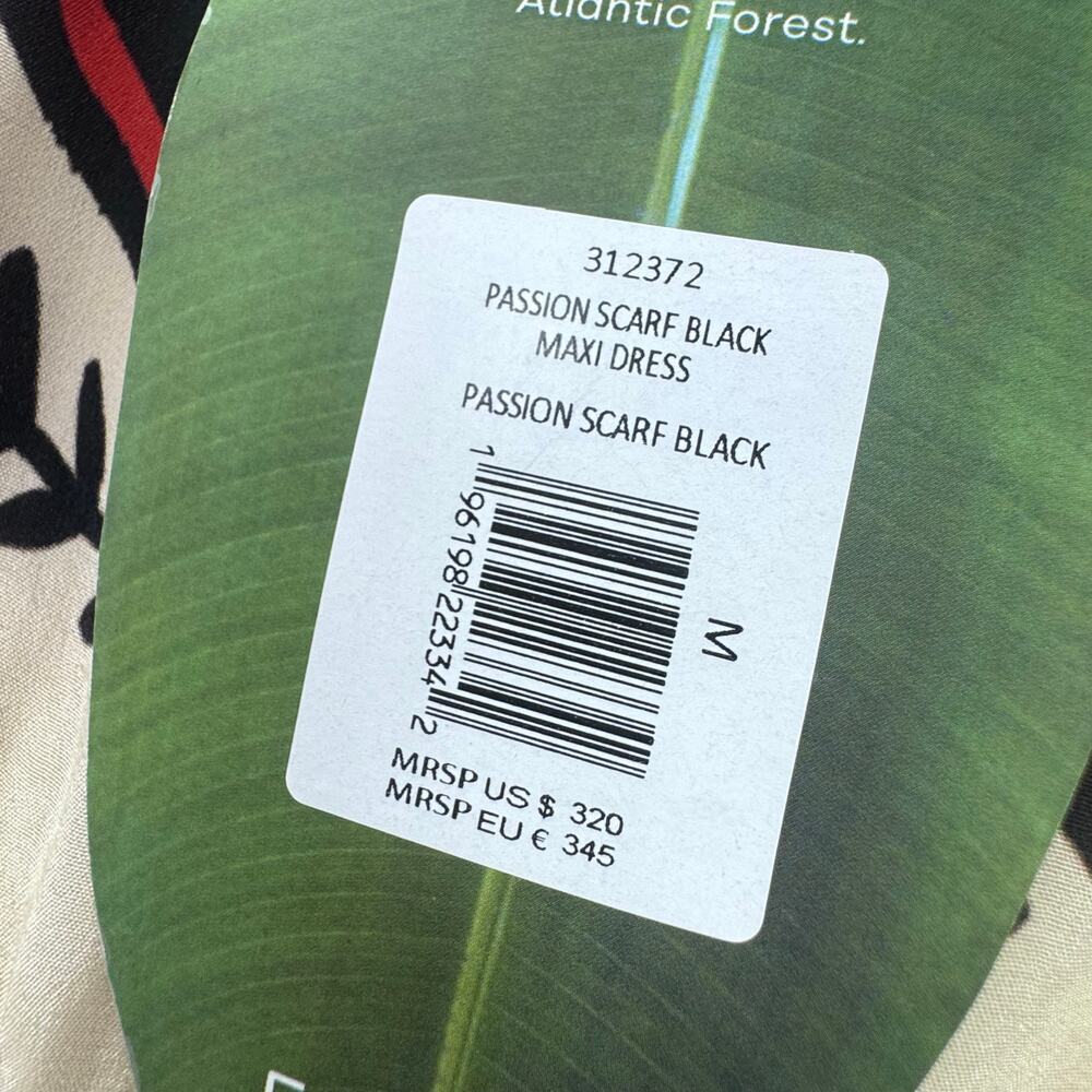 Farm Rio Women's Passion Scarf Black Maxi Dress Green/Cream Women’s Size M NWT - Picture 12 of 16